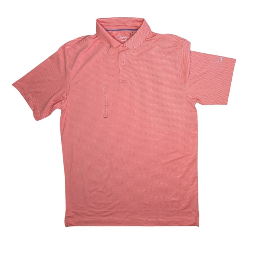 Walter Hagen Mens Performance 11 Golf Polo‎ Shirt Coral Stripe Short Sleeve S